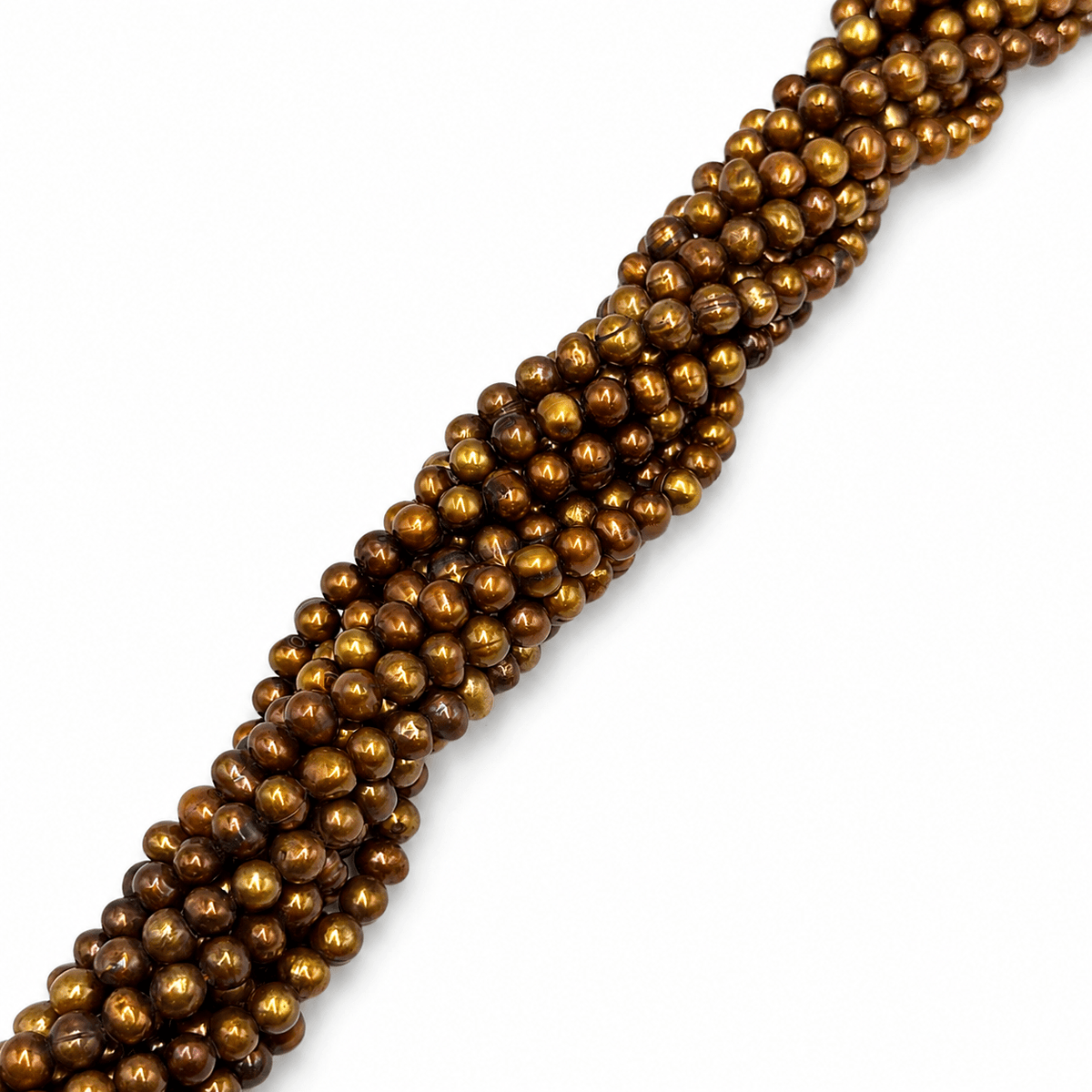Farvede Ferskvandsperler - Gylden Brun (5,5x6mm) - Uniq Perler - 832933