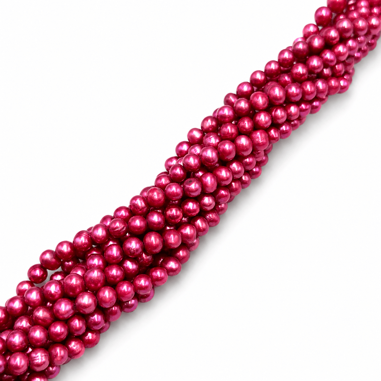 Farvede Ferskvandsperler - Pink/Bordeaux (5-6x 6,5mm) - Uniq Perler - 74356