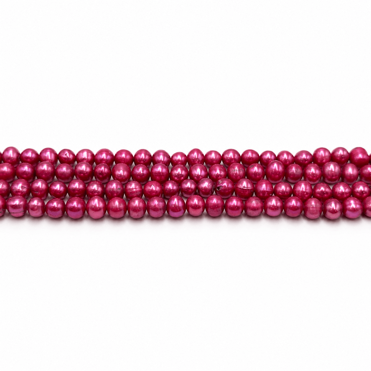 Farvede Ferskvandsperler - Pink/Bordeaux (5-6x 6,5mm) - Uniq Perler - 74356