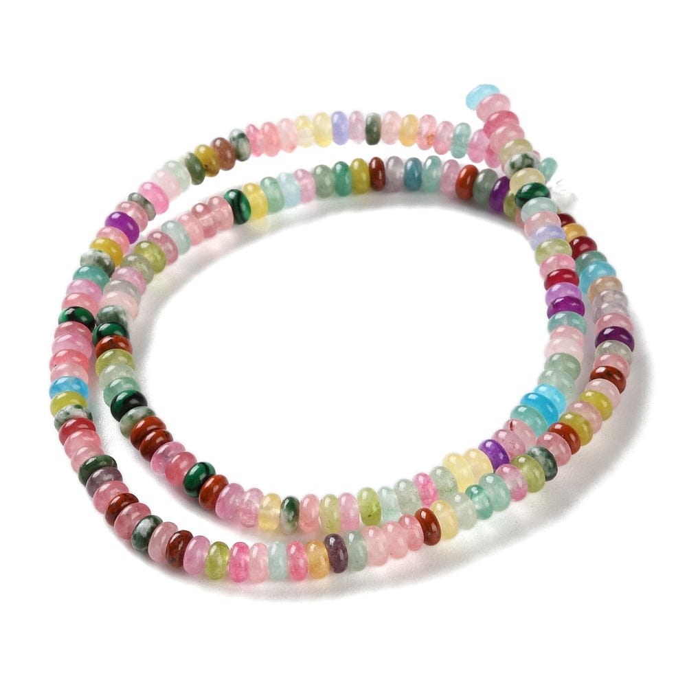 Farvemix Rondel Perler, Jade, Jaspis & Syntetisk Malakit, (4 - 4,5x2,5mm) - Uniq Perler - 831840