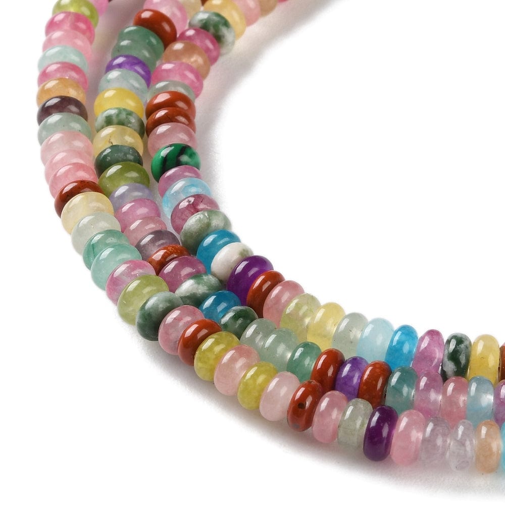 Farvemix Rondel Perler, Jade, Jaspis & Syntetisk Malakit, (4 - 4,5x2,5mm) - Uniq Perler - 831840