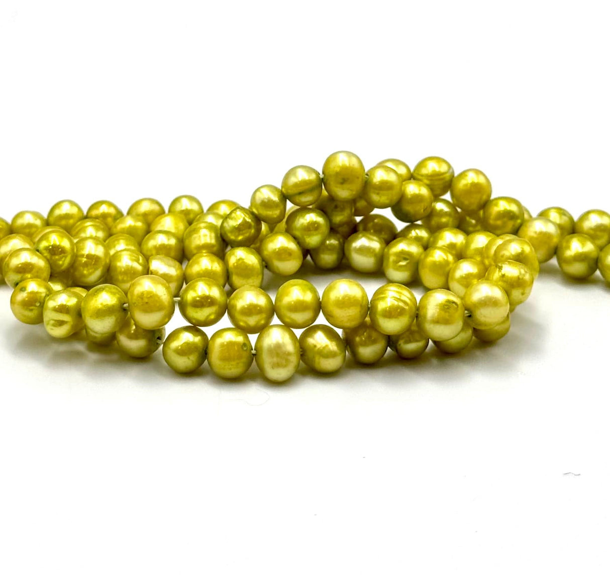 Farvet Ferskvandsperler, Gul/Grøn, 5 - 6mm - Uniq Perler - 84467