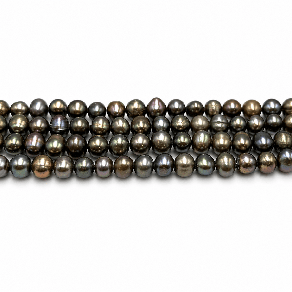 Farvet Ferskvandsperler - Iriseren Grå (5,5-6x6-7mm) - Uniq Perler - 8411356