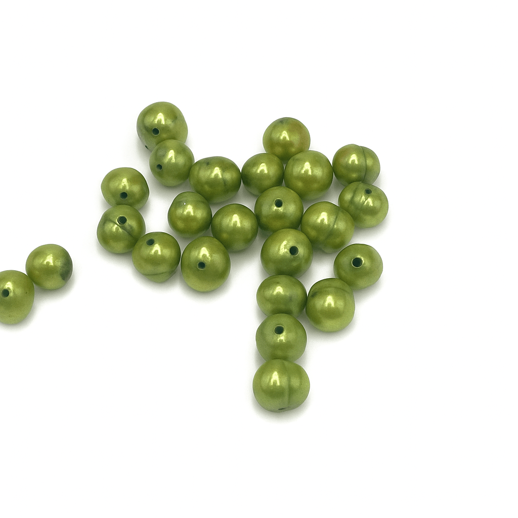 Farvet Ferskvandsperler, Lime Grøn, 5 - 6 (Enkelt Perle) - Uniq Perler - 35854