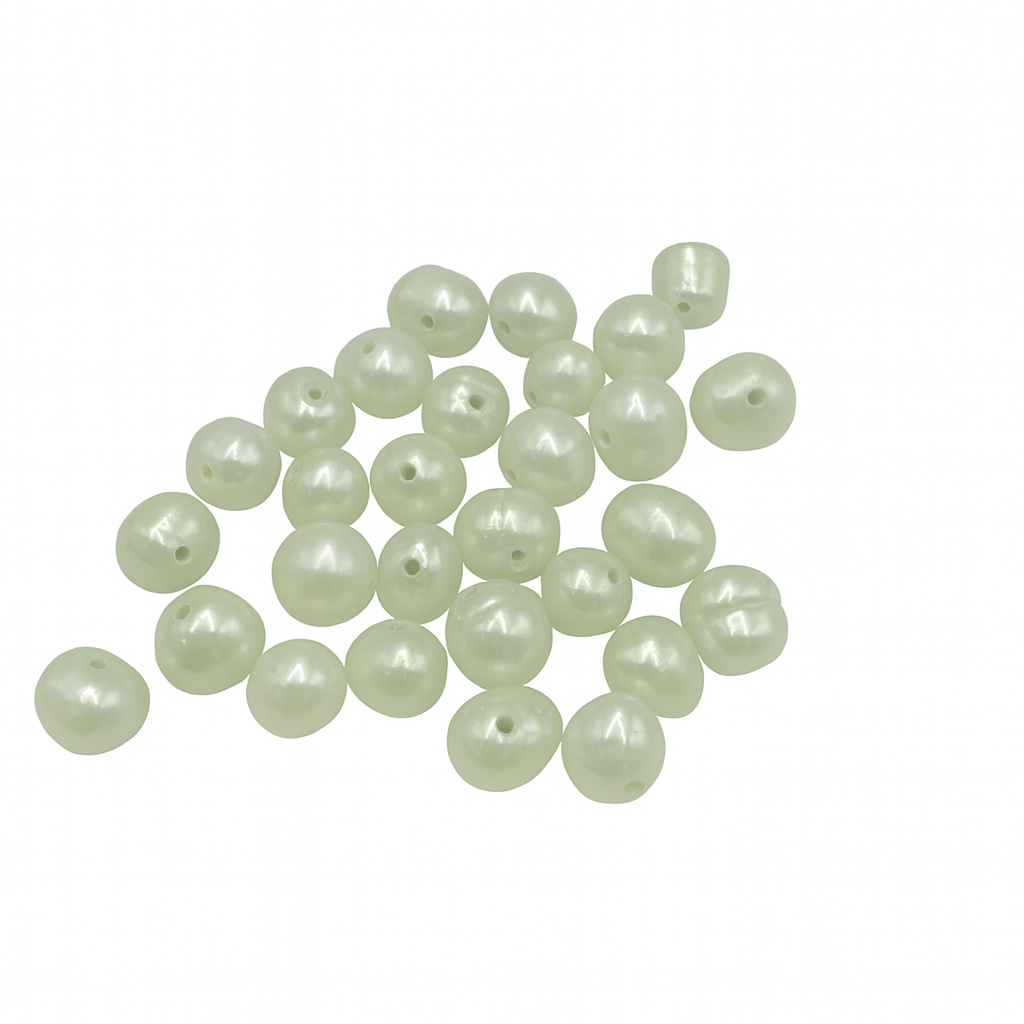 Farvet Ferskvandsperler, Lys Grøn, 5 - 6mm (Enkelt Perle) - Uniq Perler - 644567