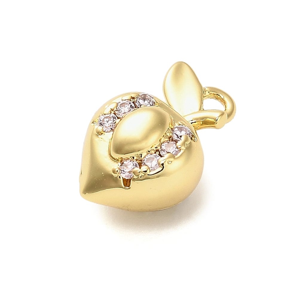 Fersken/æble Vedhæng Med Zirkonia Sten, Langtidsholdbar Forgyldt, (7,5x12mm) - Uniq Perler - 114725