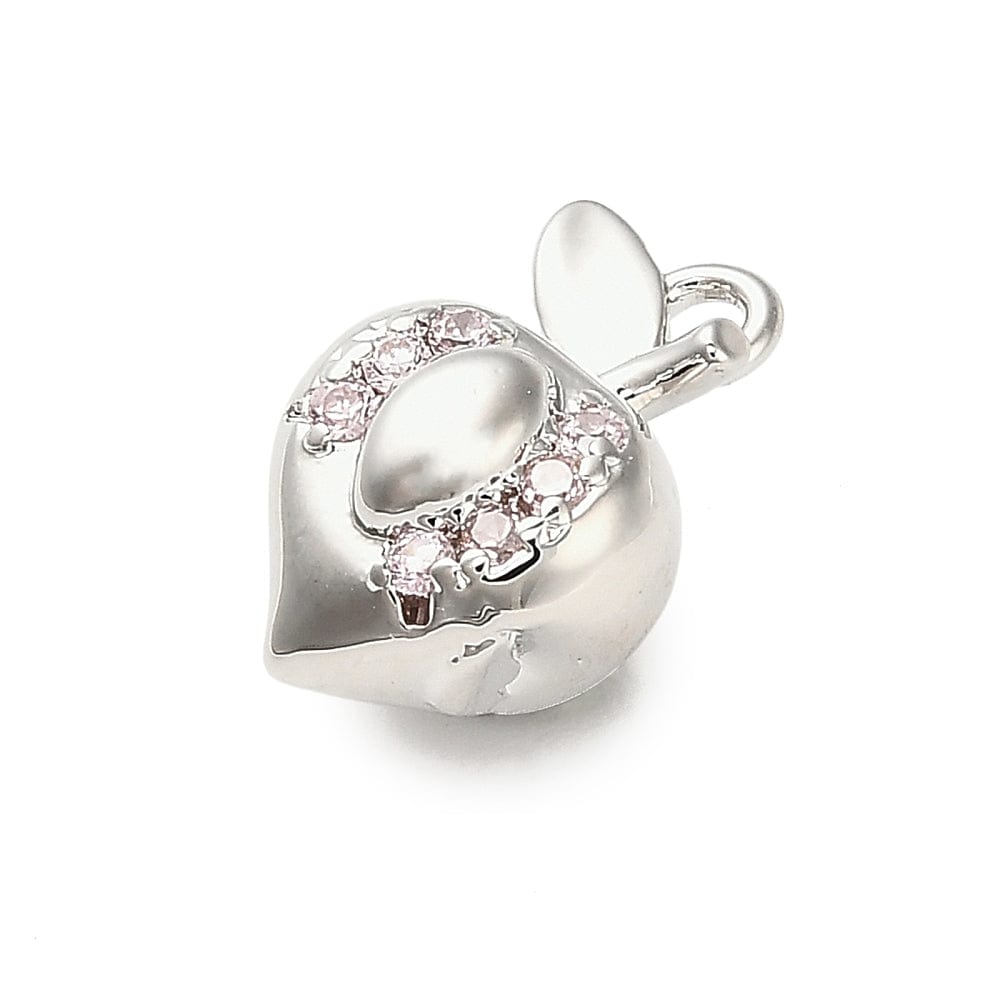 Fersken/æble Vedhæng Med Zirkonia Sten, Langtidsholdbar Forsølvet, (7,5x12mm) - Uniq Perler - 114724