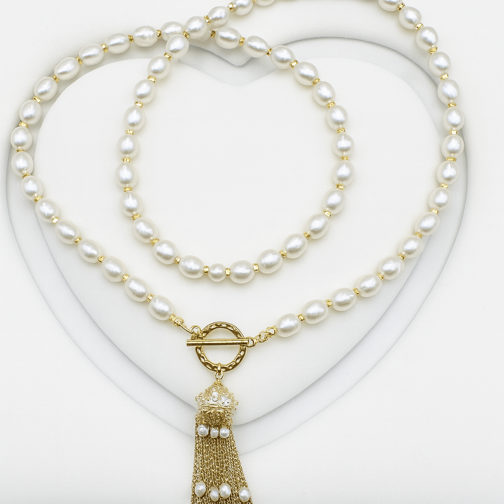 Ferskvandsperle Halskæde Med Smukt Vedhæng, Grade AA (PREMIUM) - Uniq Perler - 145434