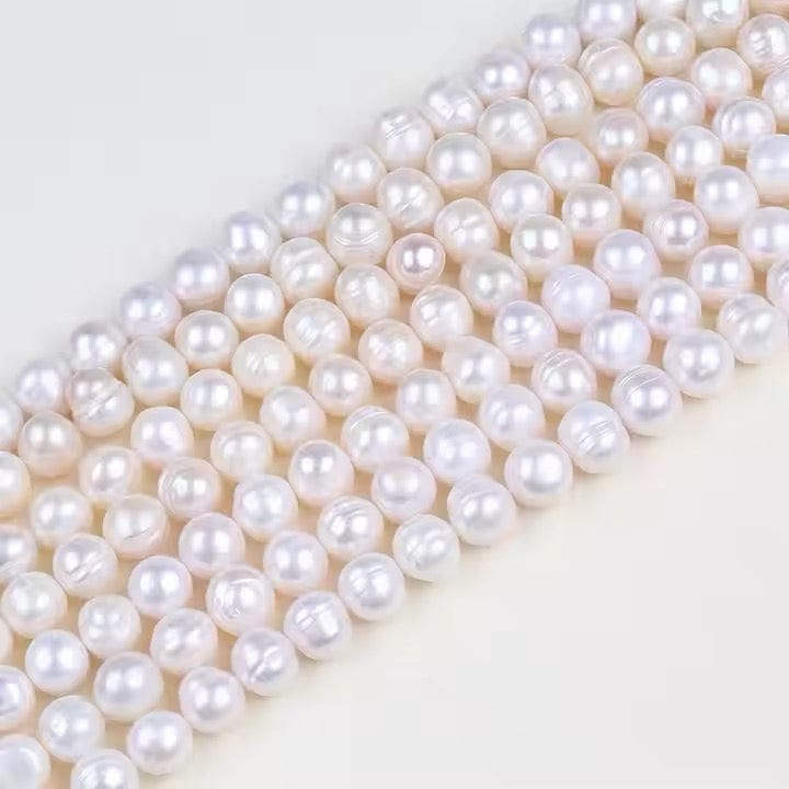 Ferskvandsperle – Hvid, Potato, Grade A, (10x11mm), 1 Stk - Uniq Perler - 456678