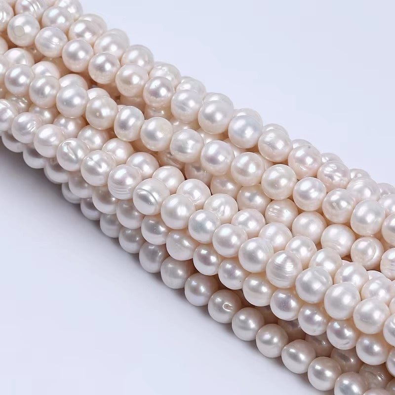 Ferskvandsperle – Hvid, Potato, Grade A, (10x11mm) - Uniq Perler - 455561