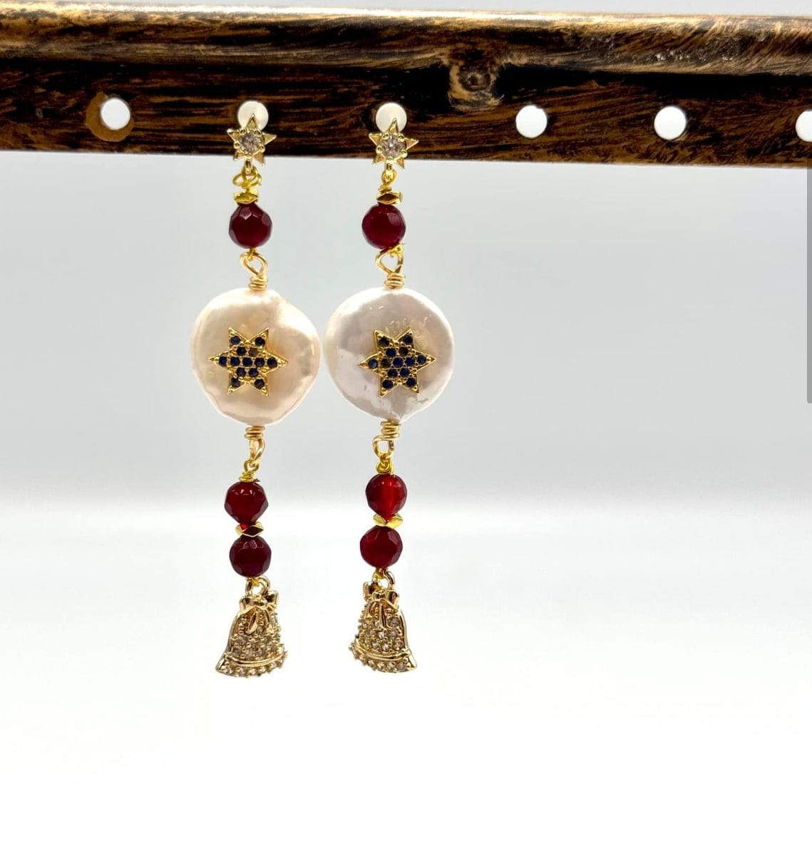 Ferskvandsperle Mellemleds Link Med Stjerne Og Zirkonia Sten - Uniq Perler - 111568