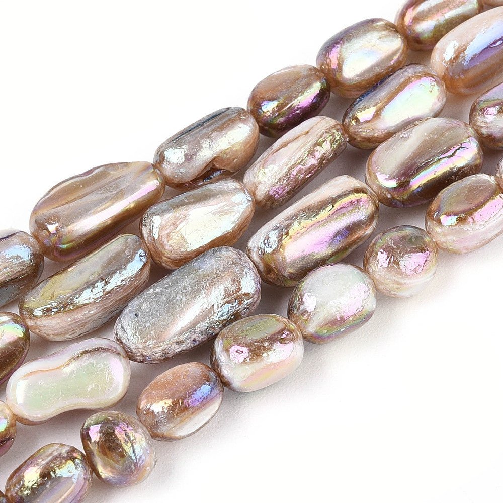 Ferskvandsperler – Electroplated, Nuggets (4 - 14x4 - 7mm) - Uniq Perler -