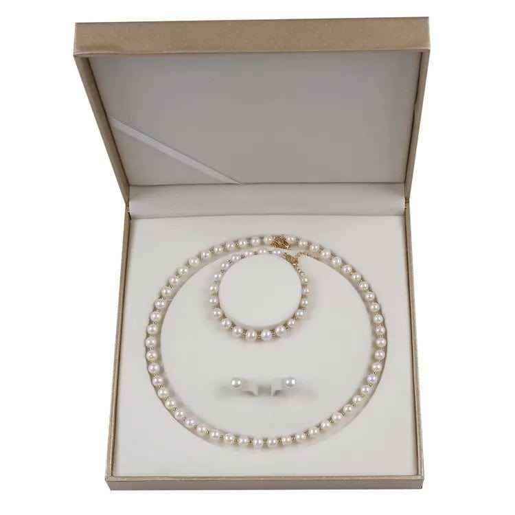 Ferskvandsperler Halskæde Og Ørestikkere – Grade AA (PREMIUM) - Uniq Perler - 111220