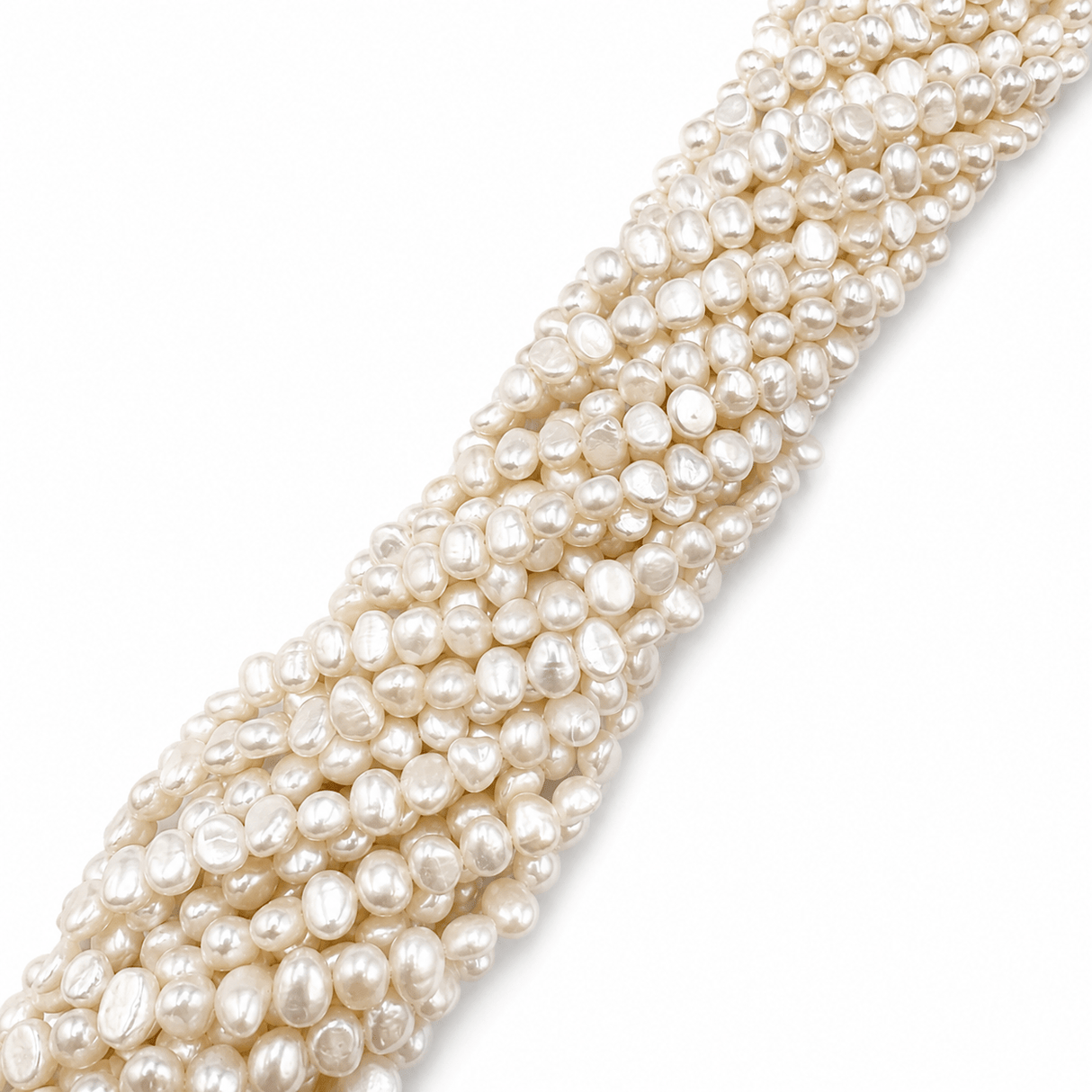 Ferskvandsperler – Hvid, Nugget, Grade A+ (4,5 - 5,5 x 6 - 7mm) - Uniq Perler - 95578