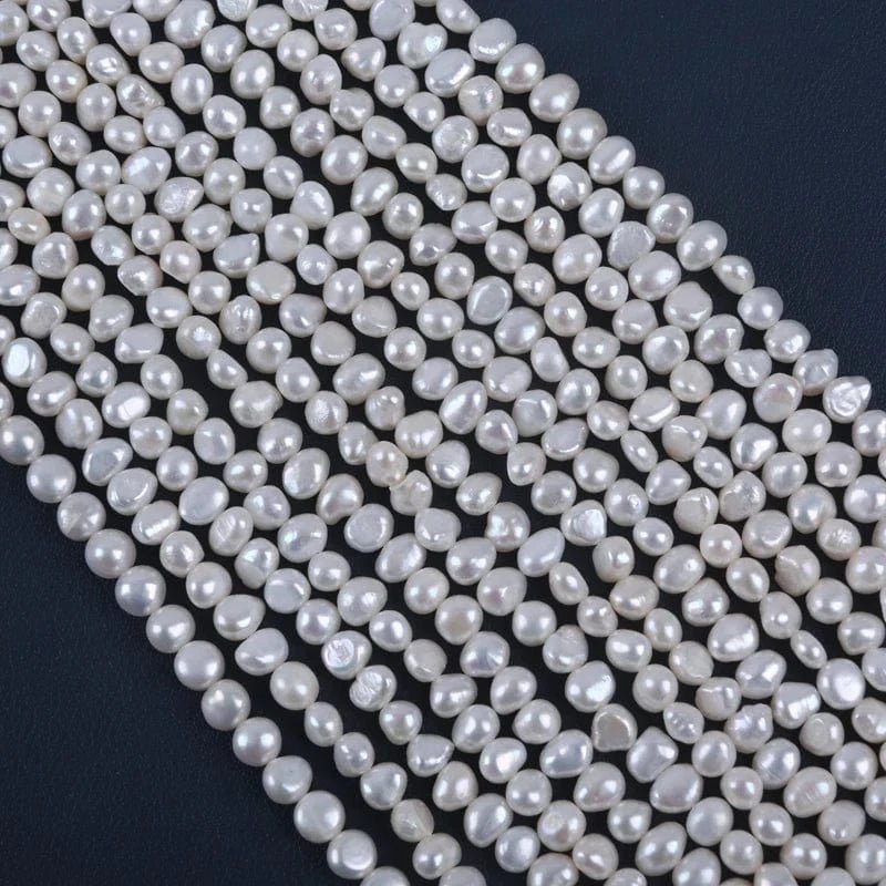 Ferskvandsperler – Hvid, Nugget, Grade A+ (6x7mm) - Uniq Perler - 115388