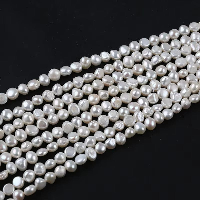 Ferskvandsperler – Hvid, Nuggets, Grade A (6x7mm) - Uniq Perler - 1111490412