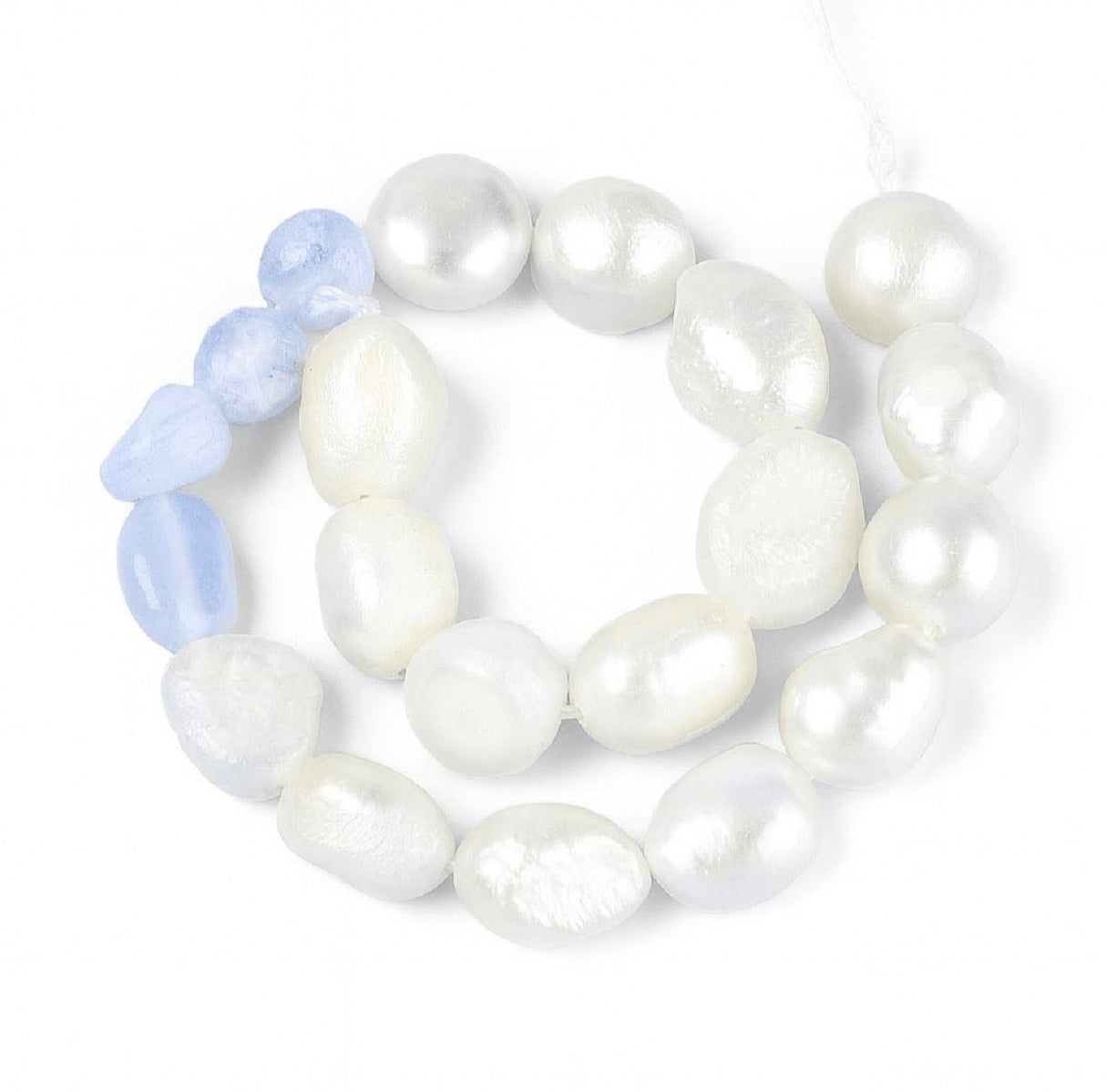 Ferskvandsperler Og Blue Lace Agat – Nuggets/Chips (8,5-6,8mm) - Uniq Perler - 115729