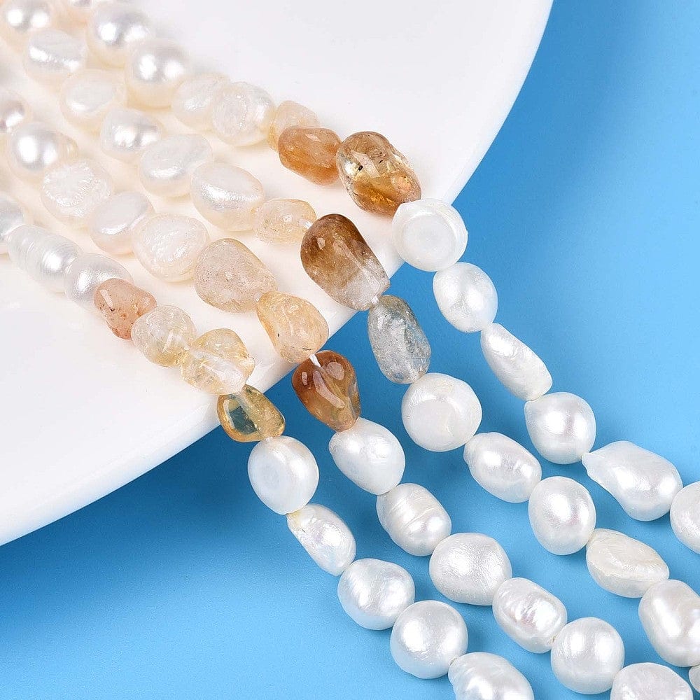 Ferskvandsperler Og Citrin – Nuggets/Chips (4 - 13mm) - Uniq Perler - 115811