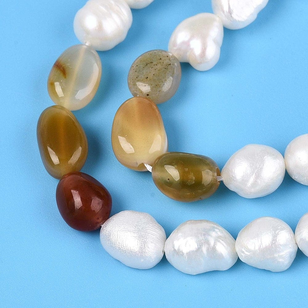 Ferskvandsperler Og Karneol – Nuggets/Chips (4 - 13mm) - Uniq Perler - 115730