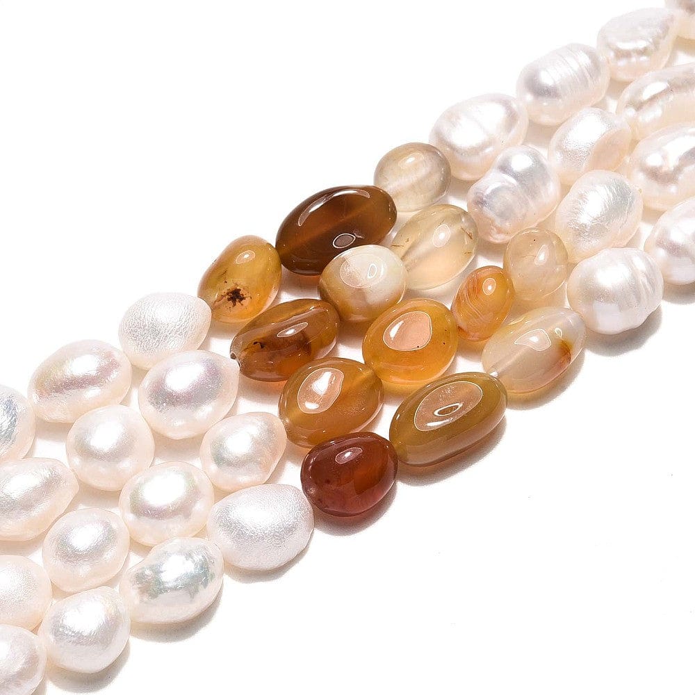 Ferskvandsperler Og Karneol – Nuggets/Chips (4 - 13mm) - Uniq Perler - 115730