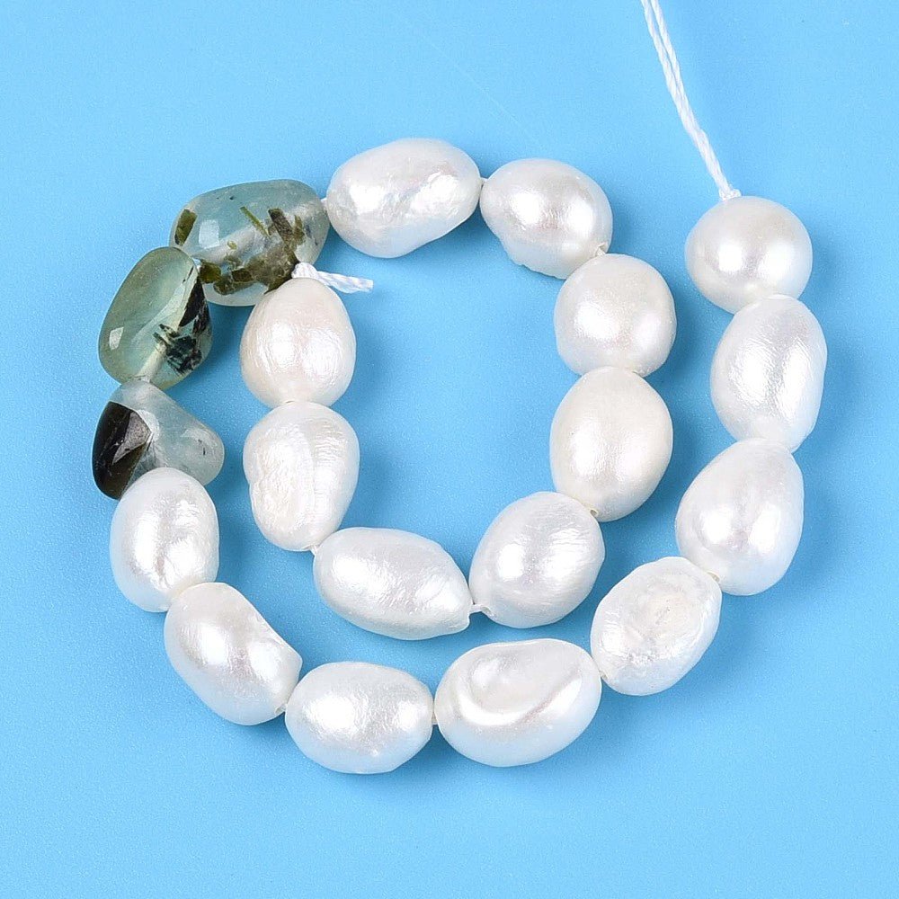 Ferskvandsperler Og Prehnit – Nuggets/Chips (5 - 12 mm) - Uniq Perler -