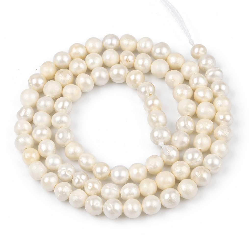 Ferskvandsperler Potato – Cremehvid (3.5–5mm) - Uniq Perler - 117732