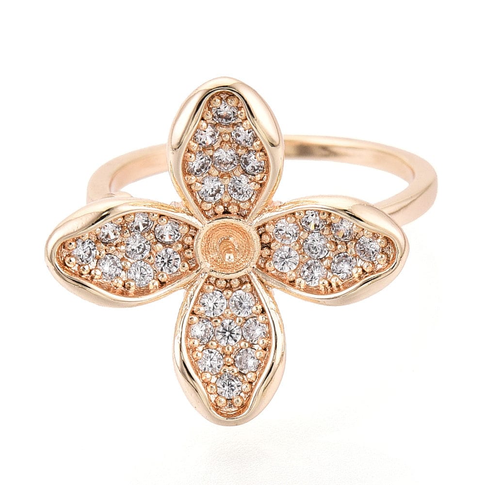 Fingerring Til Topboret Perle – 18K Forgyldt, Justerbar (16 - 19mm) - Uniq Perler - 115452