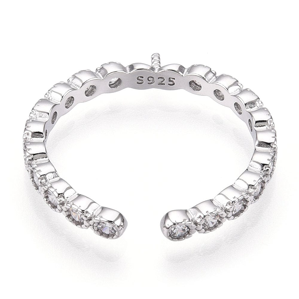 Fingerring Til Topboret Perle – 925 Sterling Sølv, Justerbar - Uniq Perler - 113952