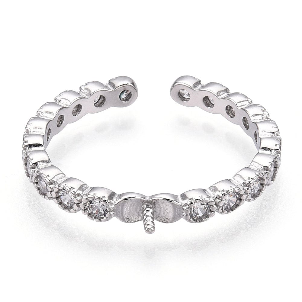 Fingerring Til Topboret Perle – 925 Sterling Sølv, Justerbar - Uniq Perler - 113952