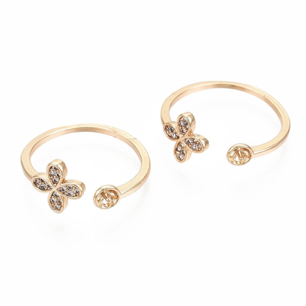 Fingerring Til Topboret/Anboret Perle, Forgyldt, Justerbar - Uniq Perler - 111721