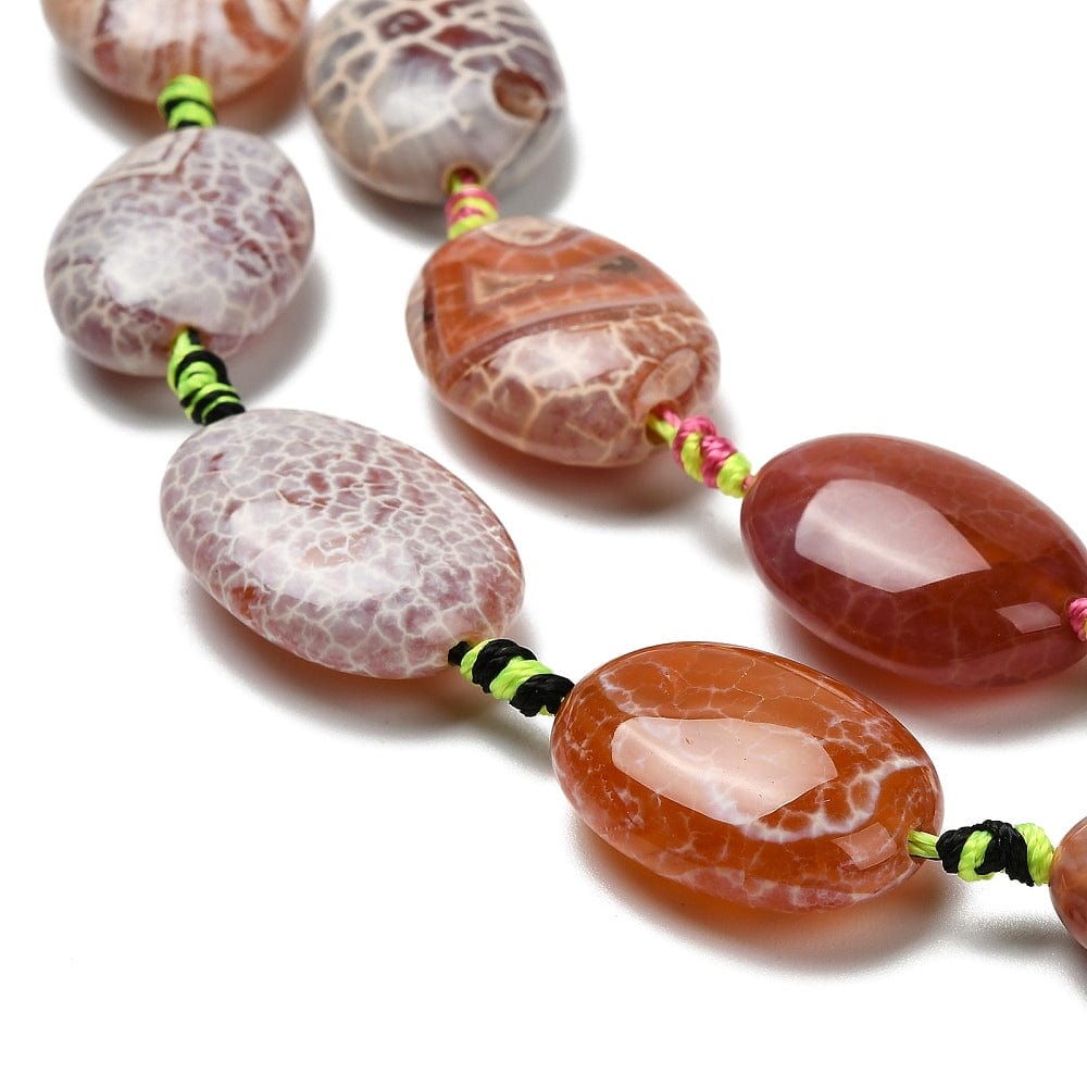 Fire Agat – Oval, Brun (16 - 18x22 - 25mm) - Uniq Perler - 116107