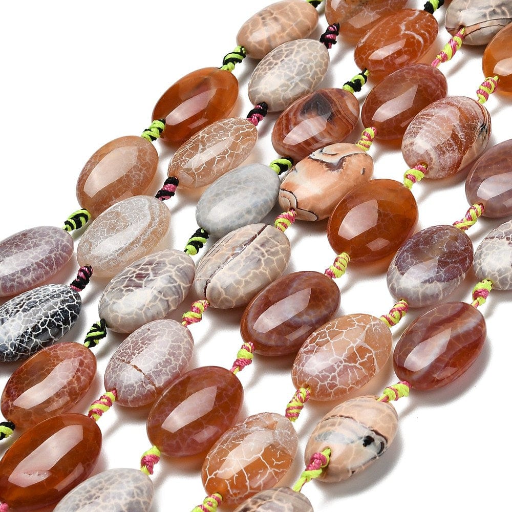 Fire Agat – Oval, Brun (16 - 18x22 - 25mm) - Uniq Perler - 116107