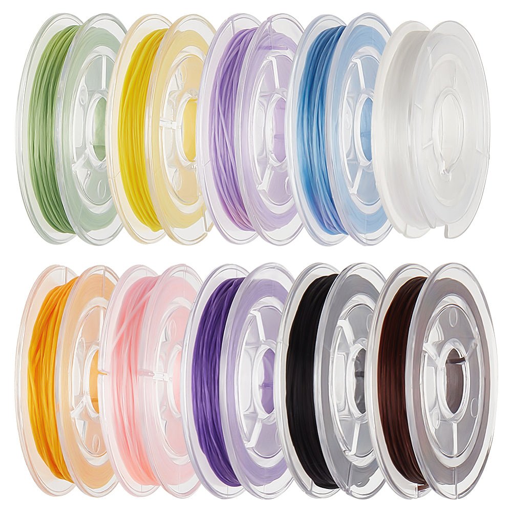 Flad Elastiksnor Til Armbånd – Farve Mix (0,8mm, 10 ruller) - Uniq Perler - 123525