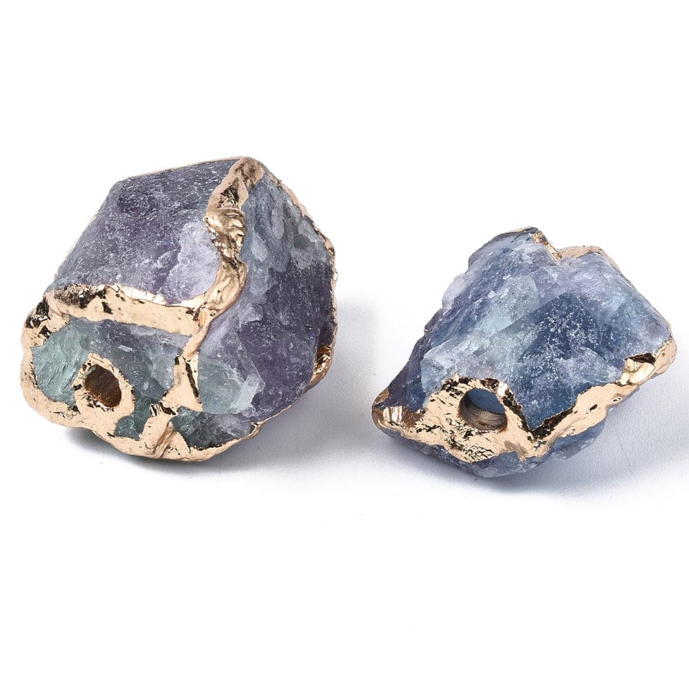 Flourit Sten - Med Gyldne Kanter (20 - 29mm) 1 stk. - Uniq Perler - 113893