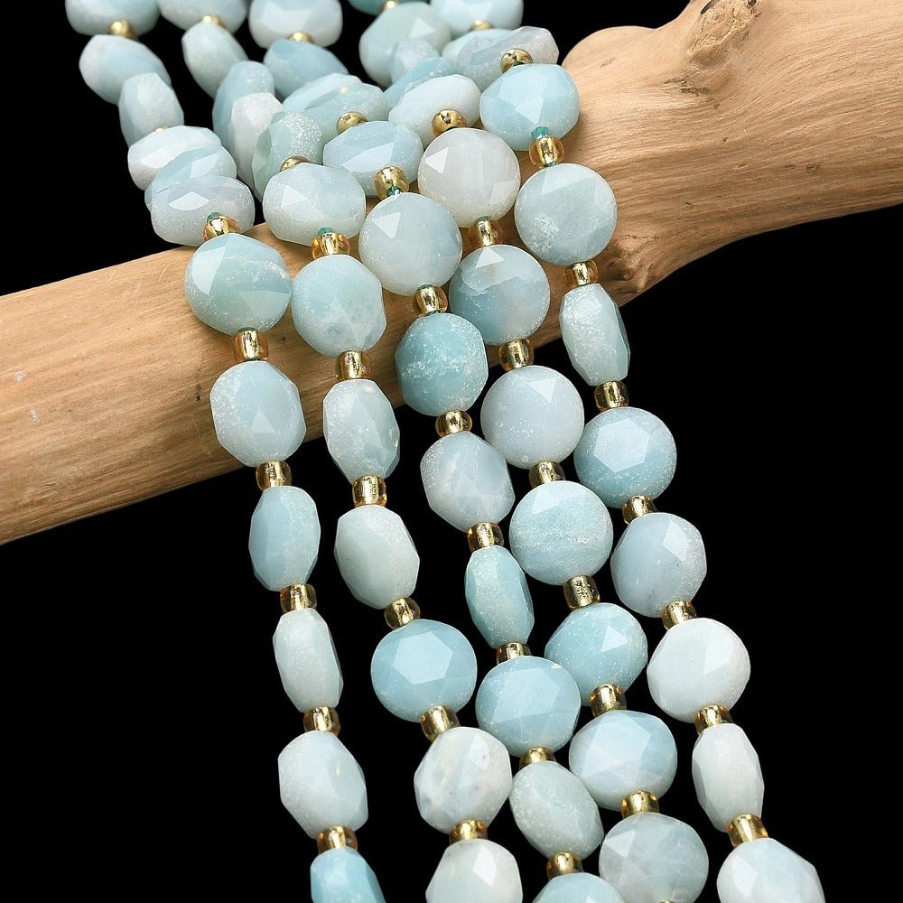 Flower Amazonit Perler – Facetteret Sekskantet Flad Rund (8–8,5mm) - Uniq Perler - 117286