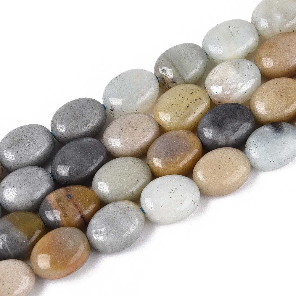 Flower Amazonit Perler – Flad Oval (8x6mm) - Uniq Perler - 115786