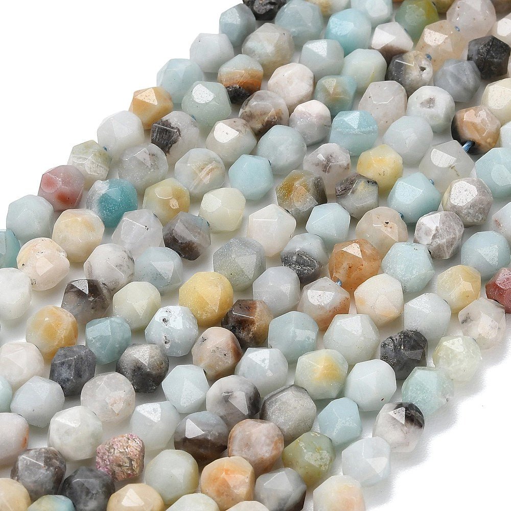 Flower Amazonit Perler –Star Cut - facetteret (6.5–8.5mm) - Uniq Perler - 117588