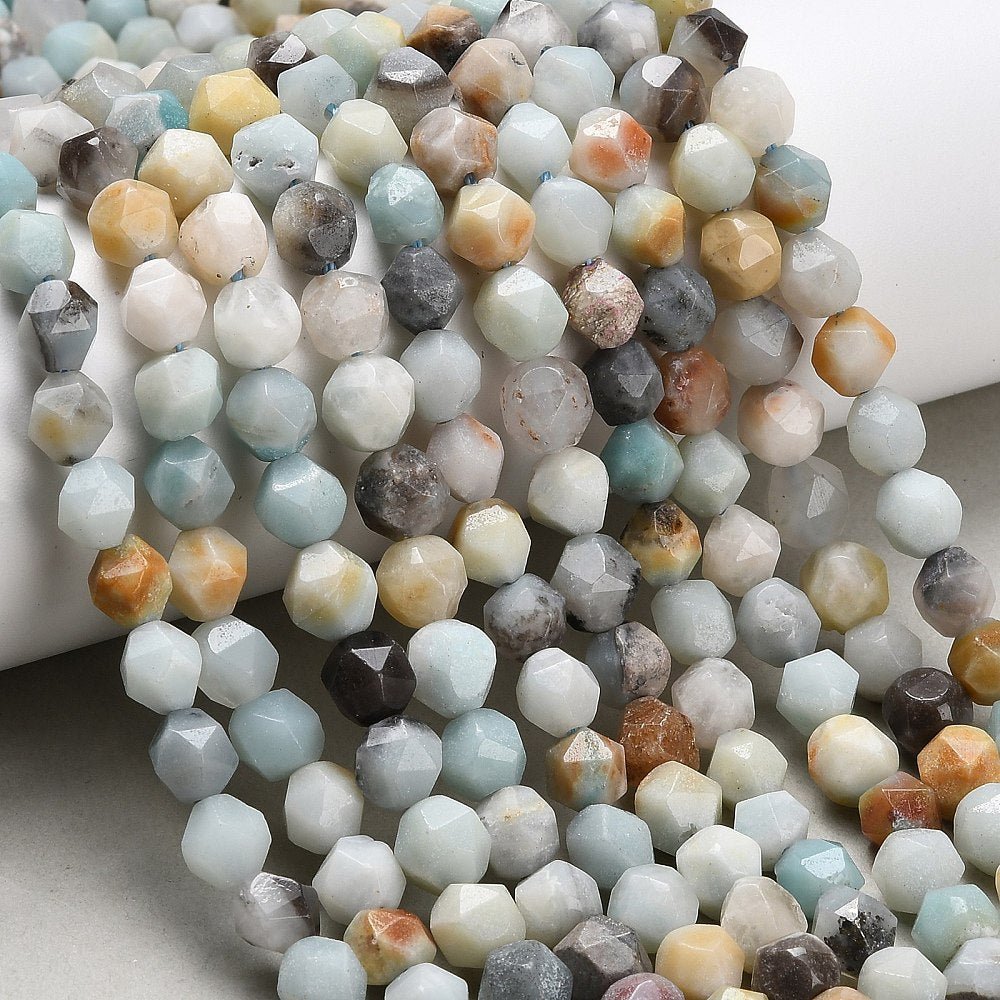 Flower Amazonit Perler –Star Cut - facetteret (6.5–8.5mm) - Uniq Perler - 117588