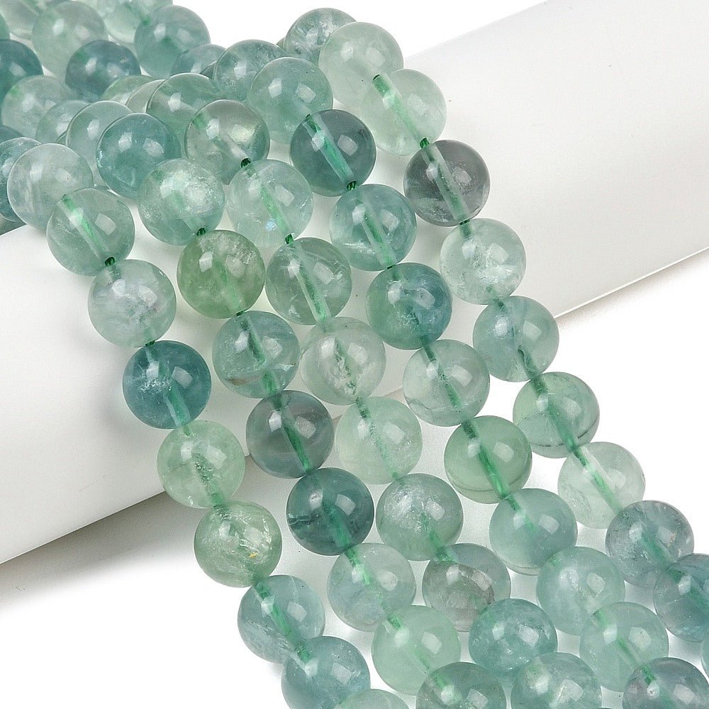 Fluoritt – Grønn, Rund (10 - 10,5mm) - Uniq Perler - 117292