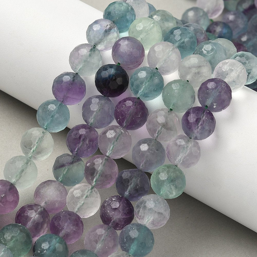 Fluorit Perlen – Facettierte, Runde (7–11mm) - Uniq Perler - 116976