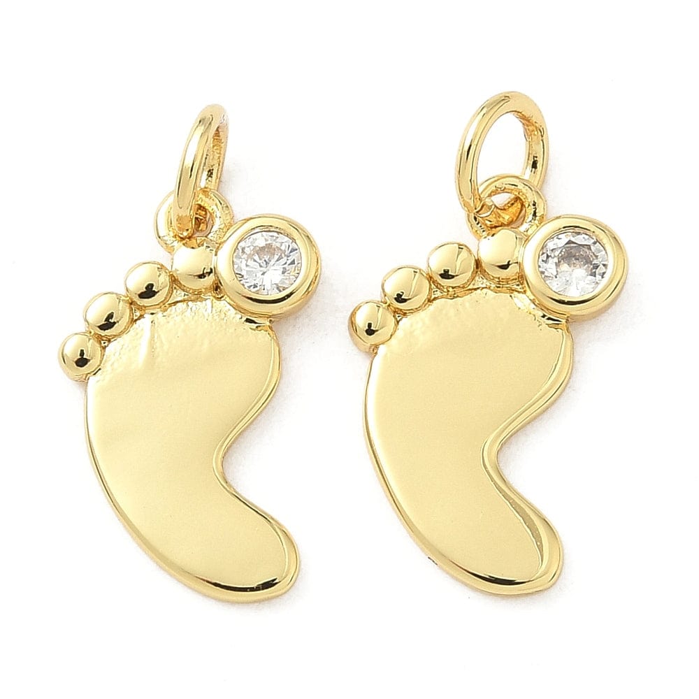 Fod Vedhæng Med Zirkonia – 18K Langtidsholdbar Forgyldt (16x10,5mm) - Uniq Perler - 115711