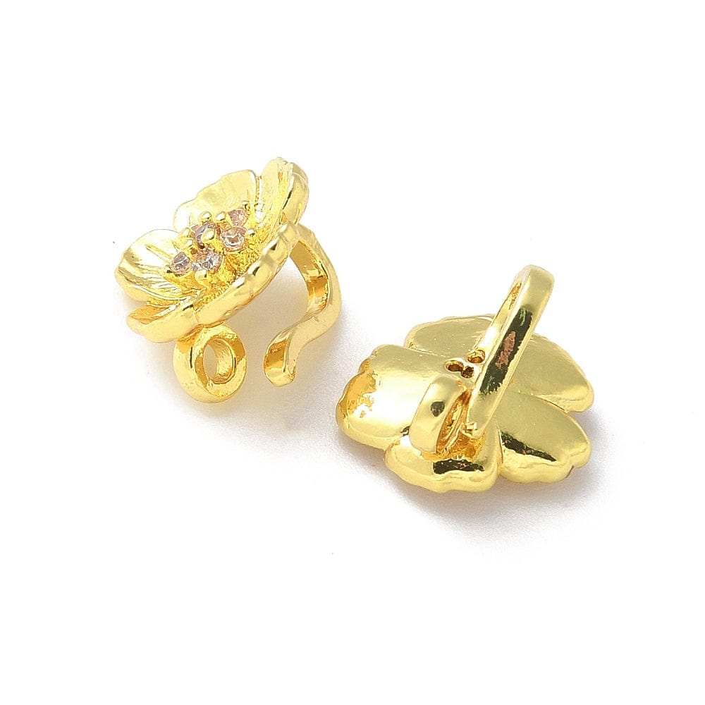 Fold Over Blomster Lås, 18K Forgyldt, 10x11mm - Uniq Perler - 114129