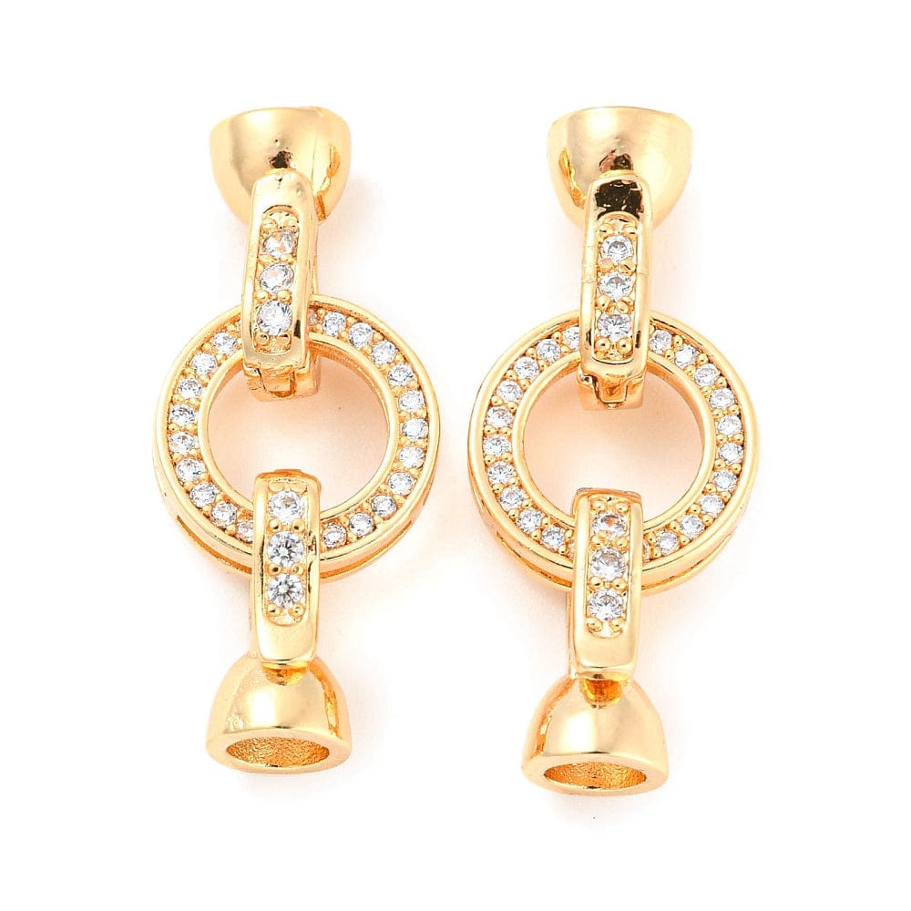 Fold Over Lås Med Zirkonia Sten, 18K Forgyldt, (12x6x7mm) - Uniq Perler - 724842