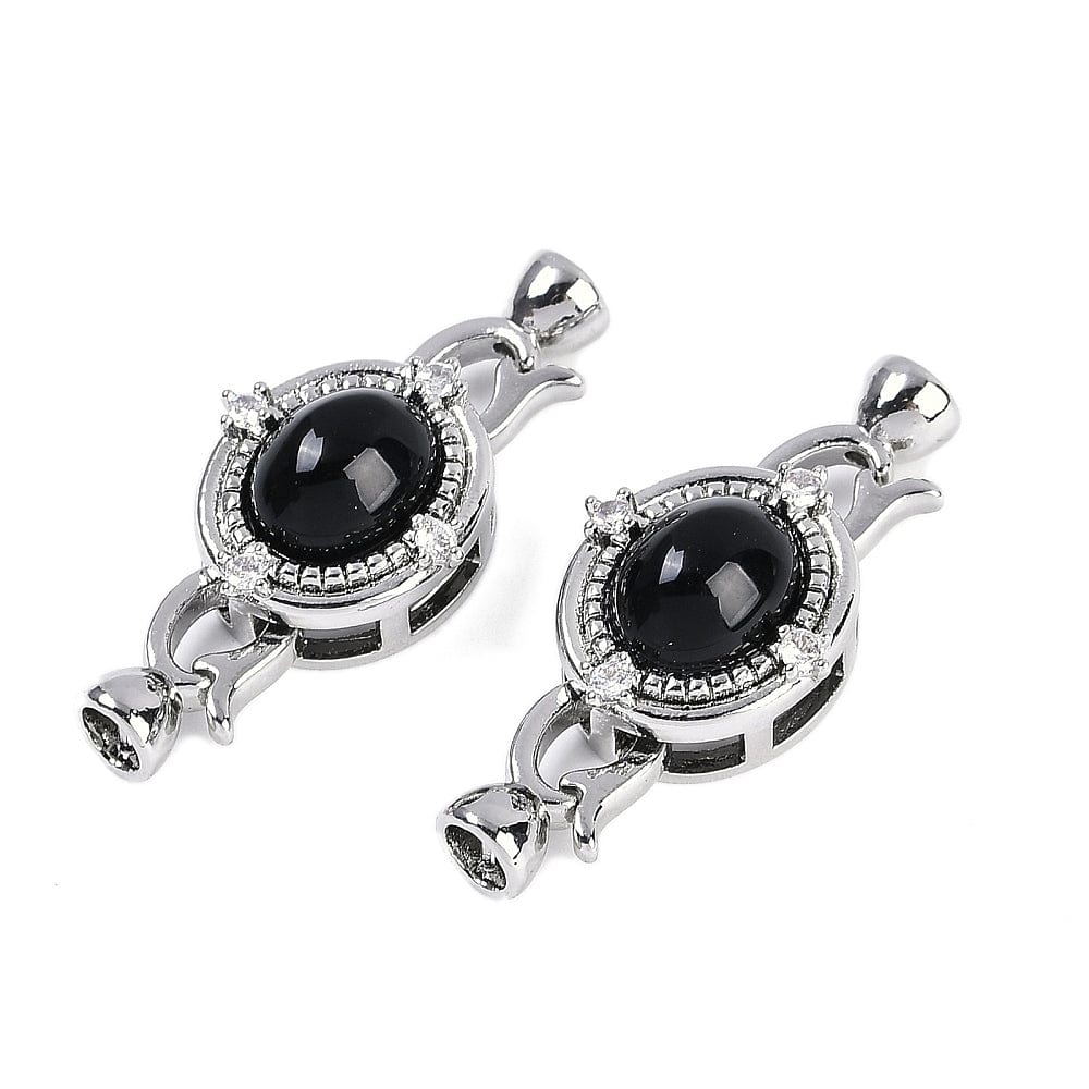 Fold Over Lås Med Zirkonia Sten, Platin Farvet, (35mm) - Uniq Perler - 113958