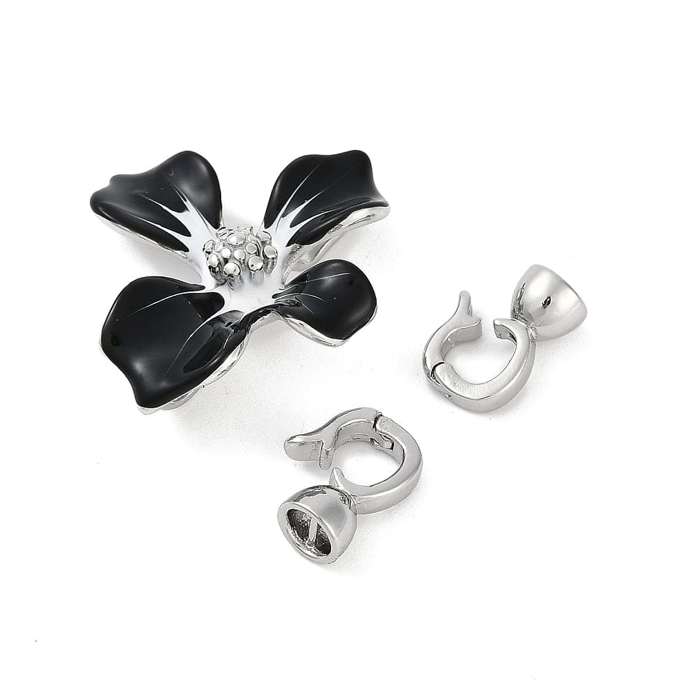 Fold Over Lås Med Zirkonia Sten, Platin Farvet, 43x26mm - Uniq Perler - 114130