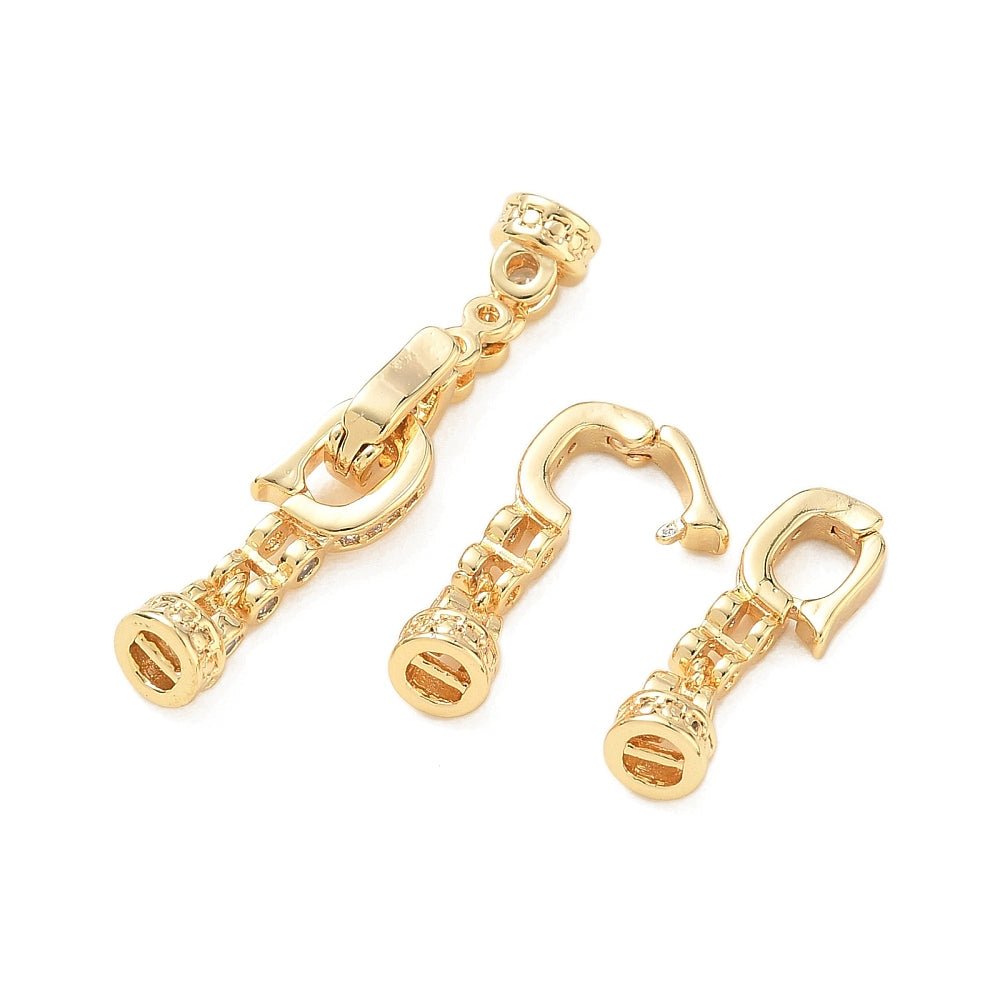 Foldelås Med Zirkonia – 18K Forgyldt Messing, Rund (32mm) - Uniq Perler - 122516