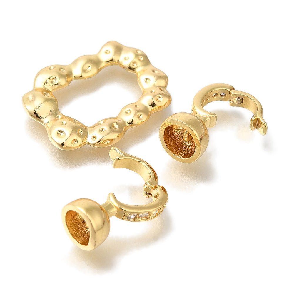 Foldelåse Med Zirkonia – 18K Forgyldt Messing (39mm) 1 stk. - Uniq Perler - 123931