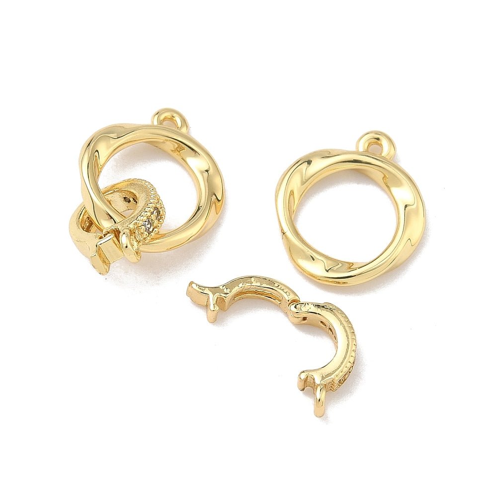 Foldelåse Med Zirkonia – 18K Langtidsholdbar Forgyldt Messing (17mm) 1 stk. - Uniq Perler - 123902