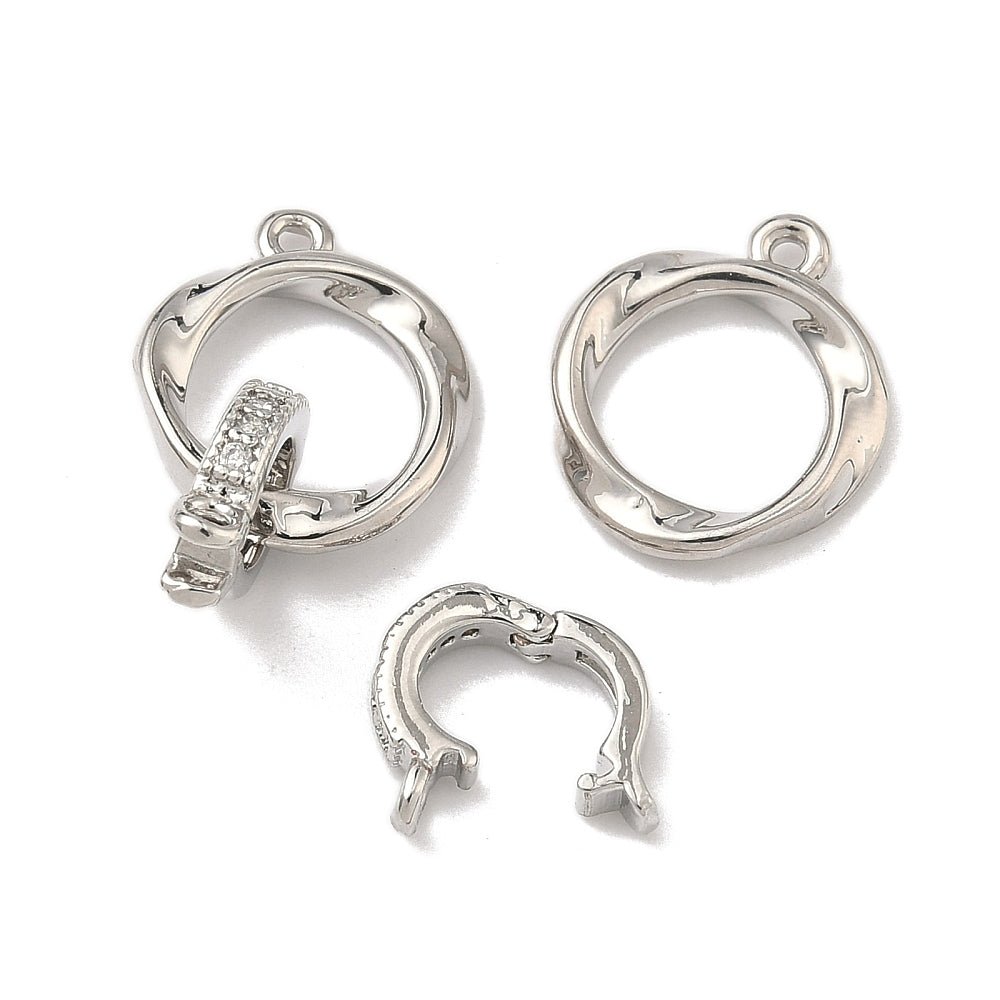 Foldelåse Med Zirkonia – Langtidsholdbar Platinbelagt Messing (17mm) 1 stk. - Uniq Perler - 123908