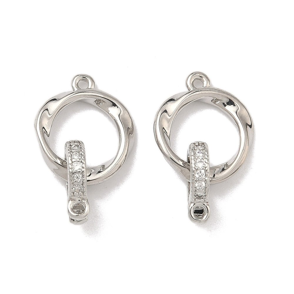 Foldelåse Med Zirkonia – Langtidsholdbar Platinbelagt Messing (17mm) 1 stk. - Uniq Perler - 123908